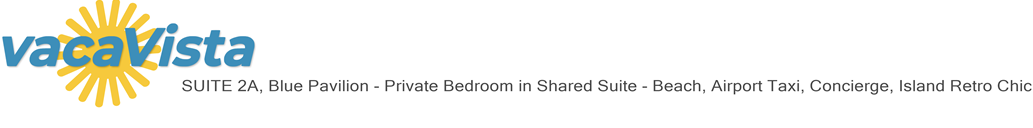 vacaVista - SUITE 2A, Blue Pavilion - Private Bedroom in Shared Suite - Beach, Airport Taxi, Concierge, Island Retro Chic